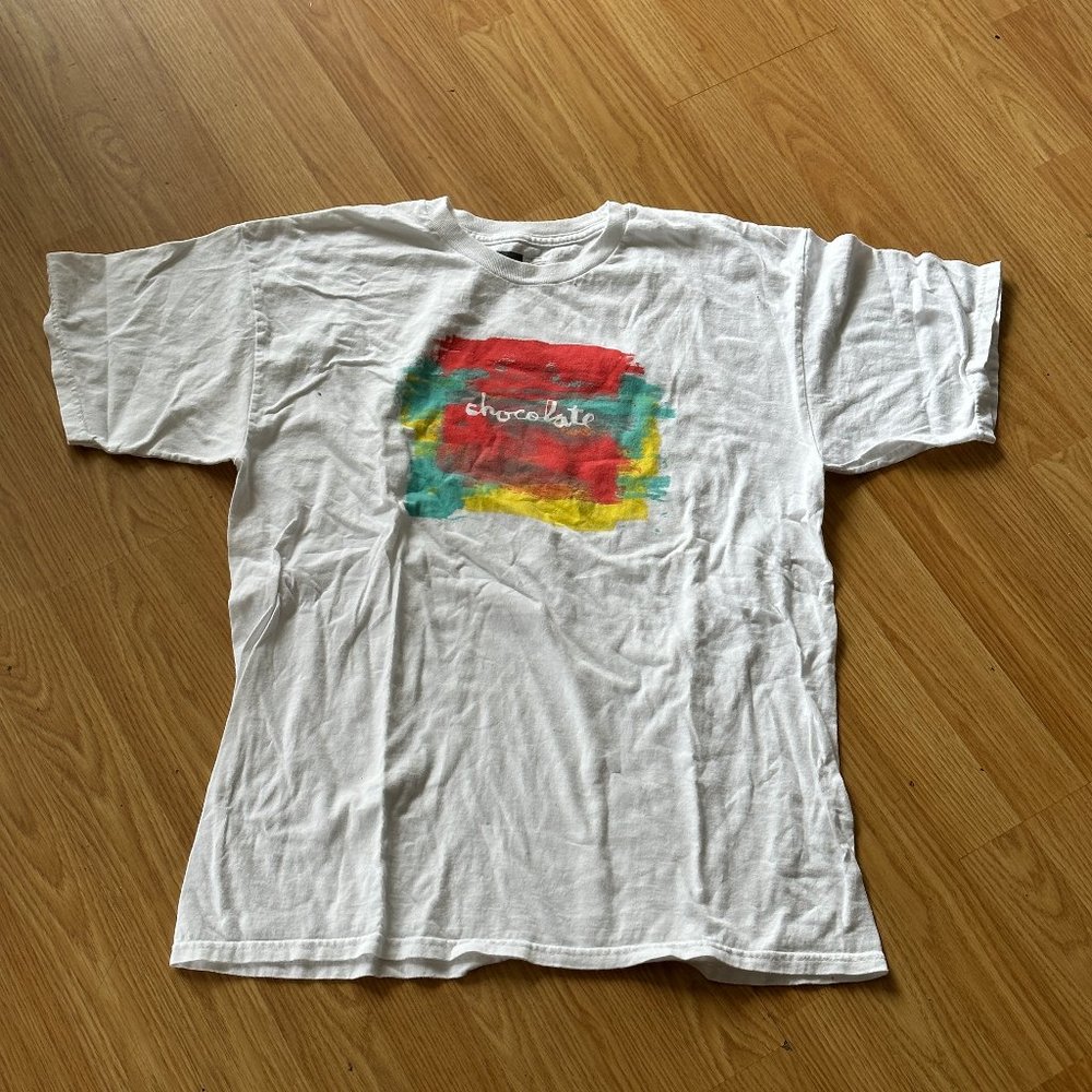 Vintage Chocolate Skateboards Painted Logo Tee Shirt White (2010)